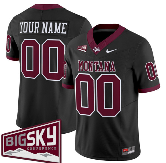 Men's Montana Grizzlies Active Player Custom Black 2025 F.U.S.E. Big Sky Patch Vapor Limited V1 Stitched Football Jersey